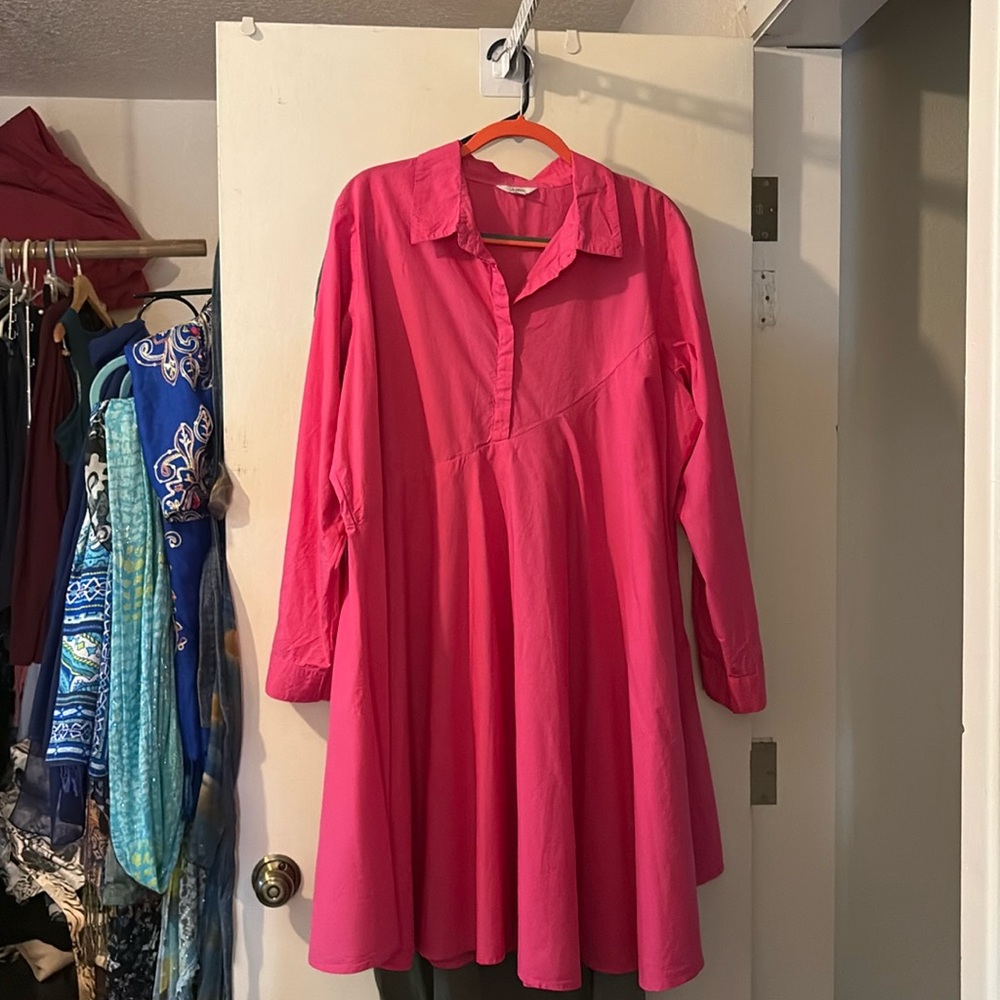 Dalin 2X 100% cotton dress hot pink. Color in pic is off, true hot pink.
